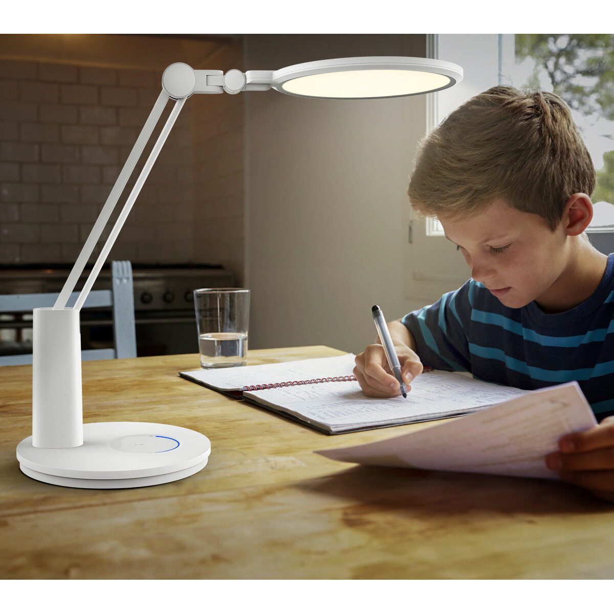 Lampe de bureau LED - Éclairage de Table - Aigi Unova - 15W - Blanc Neutre 4000K - Dimmable - Rond - Mat Blanc - Plastique