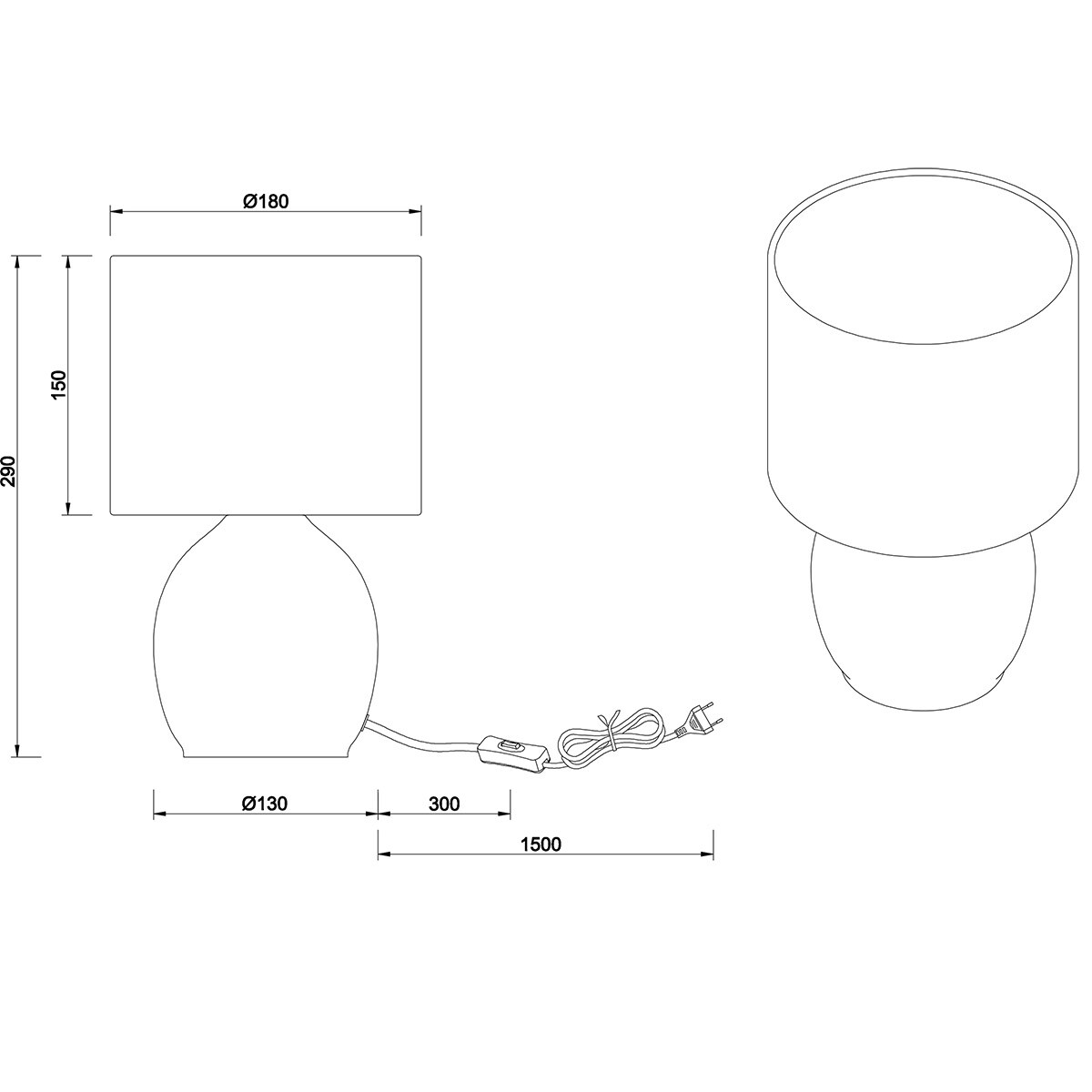 LED Lampe de Table - Éclairage de Table - Trion Alev - Douille E14 - Rond - Ambre - Verre