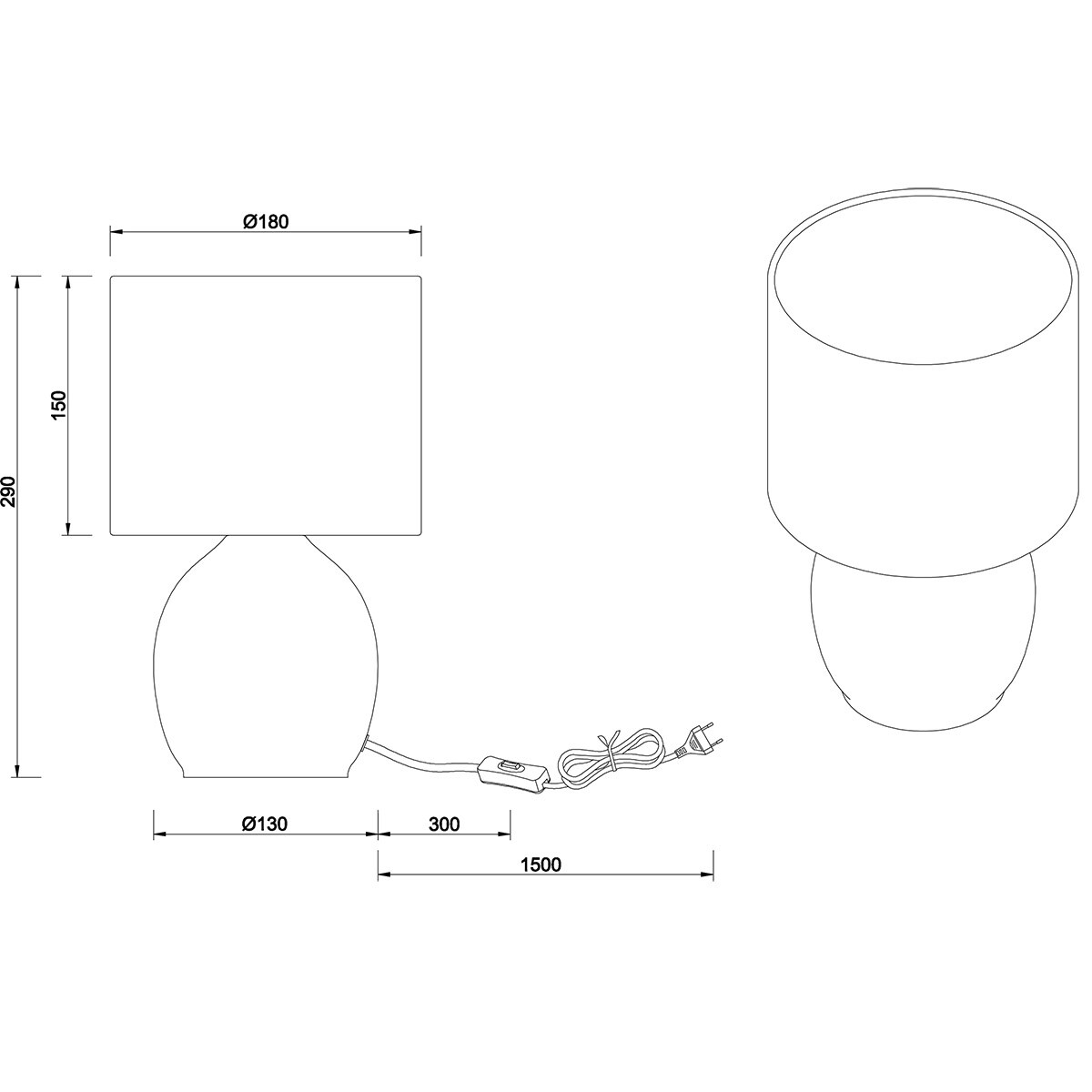 LED Lampe de Table - Éclairage de Table - Trion Alev - Douille E14 - Rond - Gris - Verre