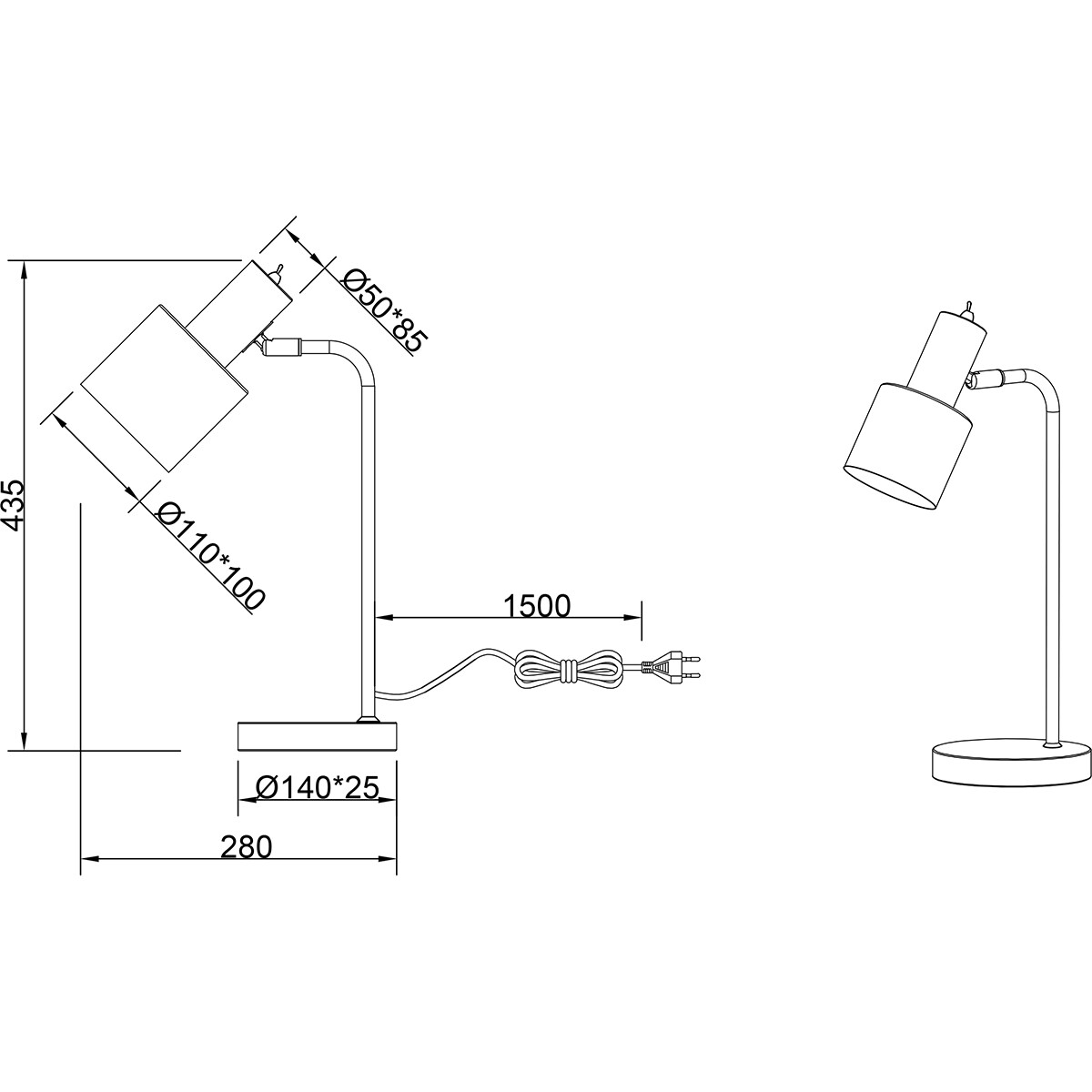 Lampe de Table LED - Éclairage de Table - Trion Alimo - Douille E14 - Rond - Mat Gris - Aluminium