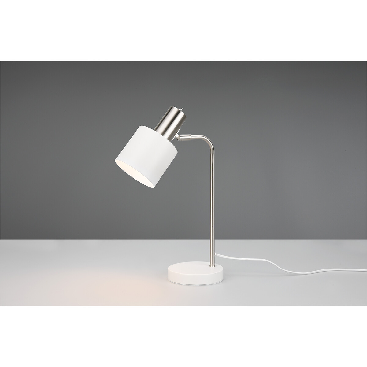 Lampe de Table LED - Éclairage de Table - Trion Alimo - Douille E14 - Rond - Mat Blanc - Aluminium