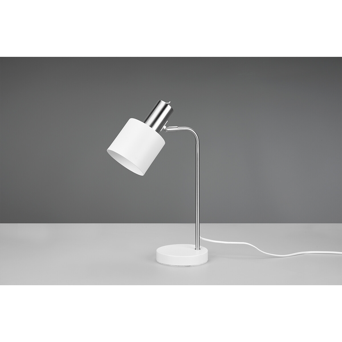 Lampe de Table LED - Éclairage de Table - Trion Alimo - Douille E14 - Rond - Mat Blanc - Aluminium