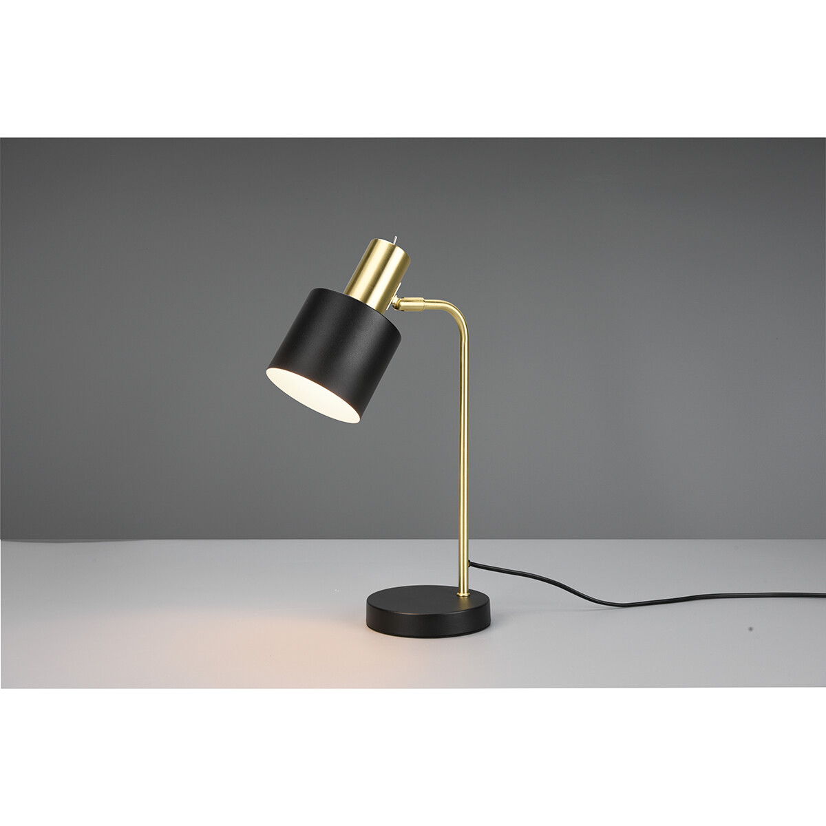 Lampe de Table LED - Éclairage de Table - Trion Alimo - Douille E14 - Rond - Mat Noir/Or - Aluminium