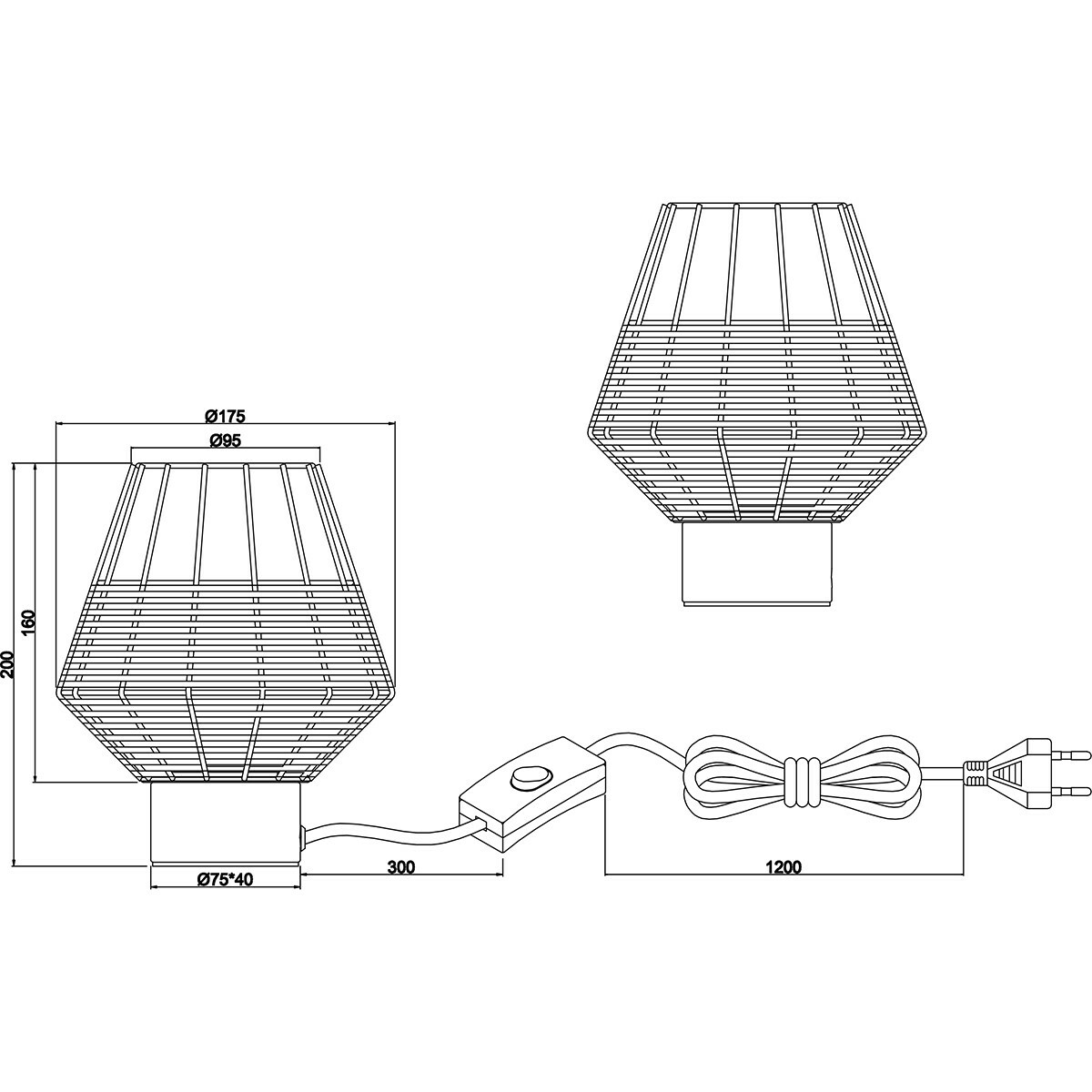 Lampe de Table LED - Éclairage de Table - Trion Bera - Douille E27 - Rond - Brun - Aluminium