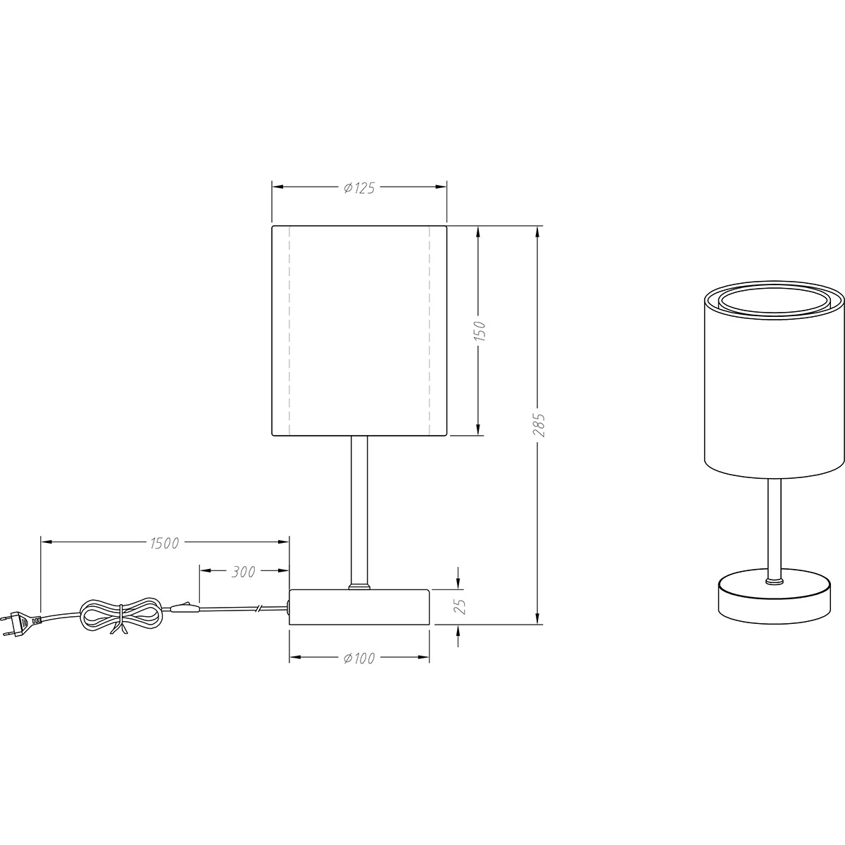 Lampe de Table LED - Éclairage de Table - Trion Bidon - Douille E14 - Rond - Mat Noir - Aluminium