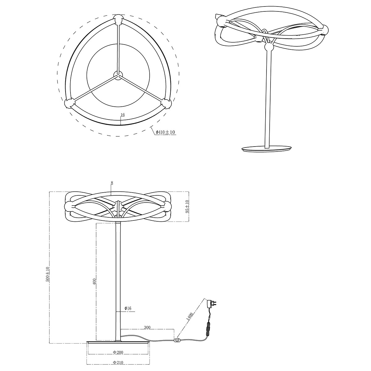 Lampe de Table LED - Éclairage de Table - Trion Charis - 20W - Blanc Chaud 3000K - Dimmable - Rond - Mat Or - Aluminium