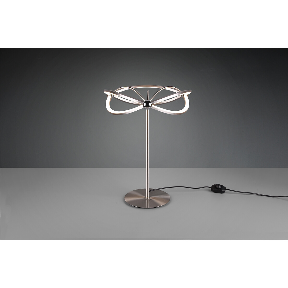 Lampe de Table LED - Éclairage de Table - Trion Charis - 20W - Blanc Chaud 3000K - Dimmable - Rond - Mat Nickel - Aluminium