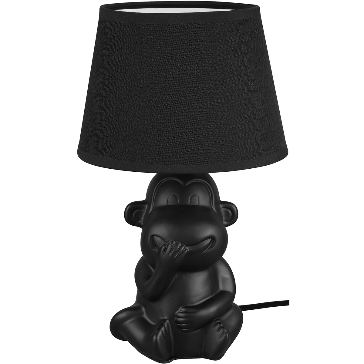 Lampe de Table LED - Éclairage de Table - Trion Charlon - Douille E14 - Rond - Mat Noir - Céramique