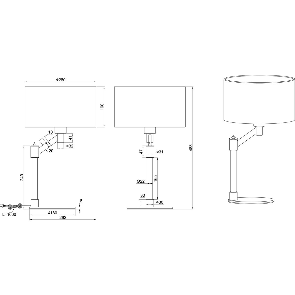 Lampe de Table LED - Éclairage de Table - Trion Cindy - Douille E27 - Rond - Mat Or - Aluminium