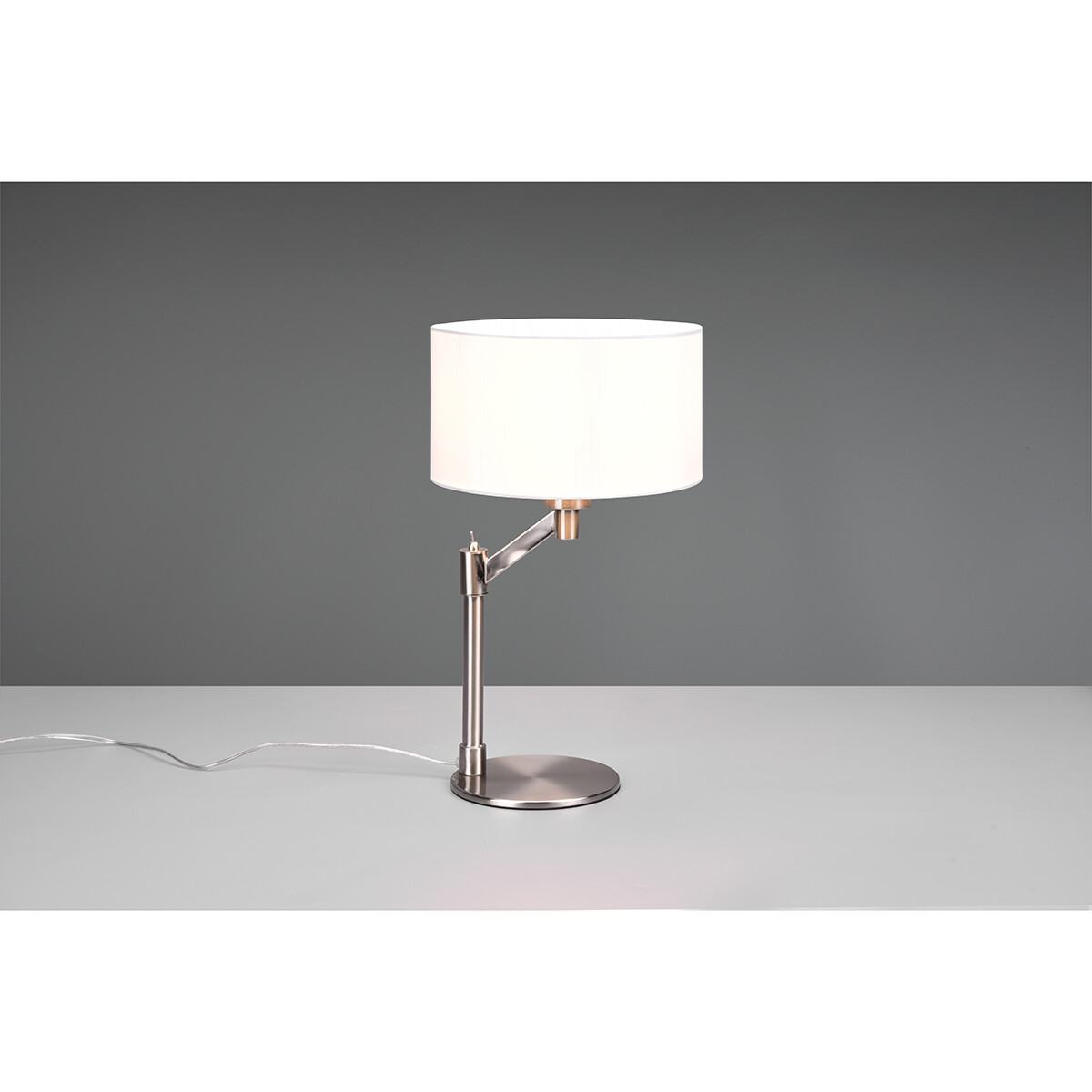 Lampe de Table LED - Éclairage de Table - Trion Cindy - Douille E27 - Rond - Mat Nickel - Aluminium