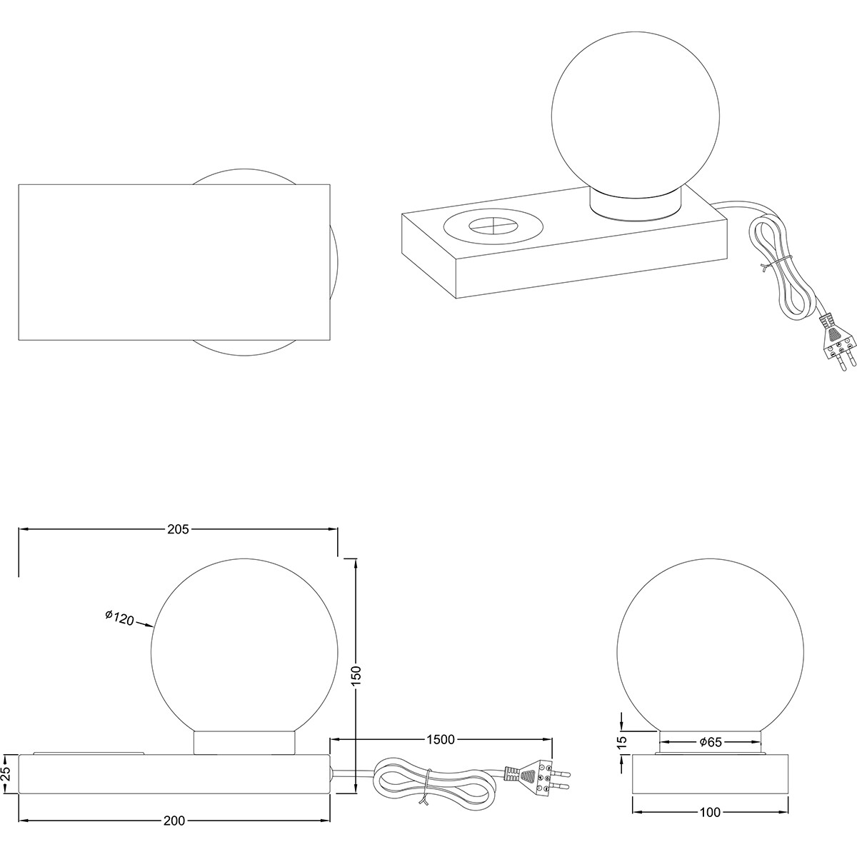 Lampe de Table LED - Éclairage de Table - Trion Cobra - Douille E14 - Rectangle - Mat Noir - Aluminium