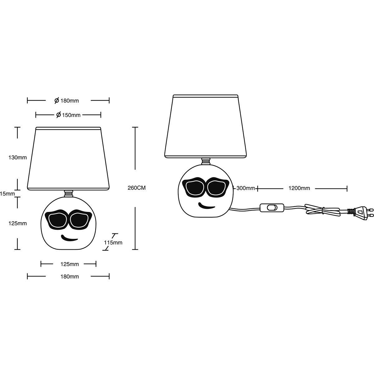 Lampe de Table LED - Éclairage de Table - Trion Cooley - Douille E14 - Rond - Mat Blanc - Céramique