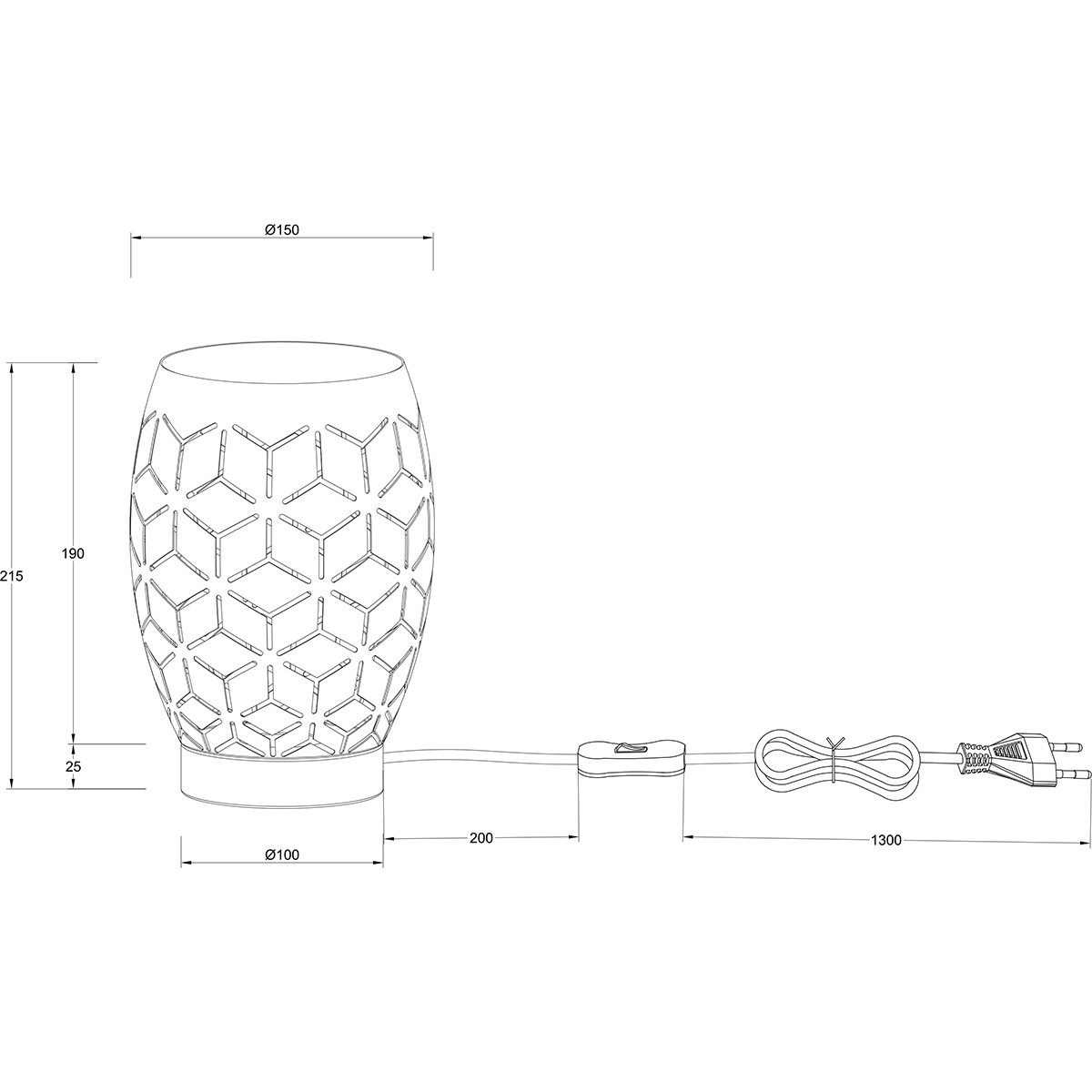 Lampe de table LED - Éclairage de table - Trion Dabi - Douille E27 - Ronde - Café - Métal