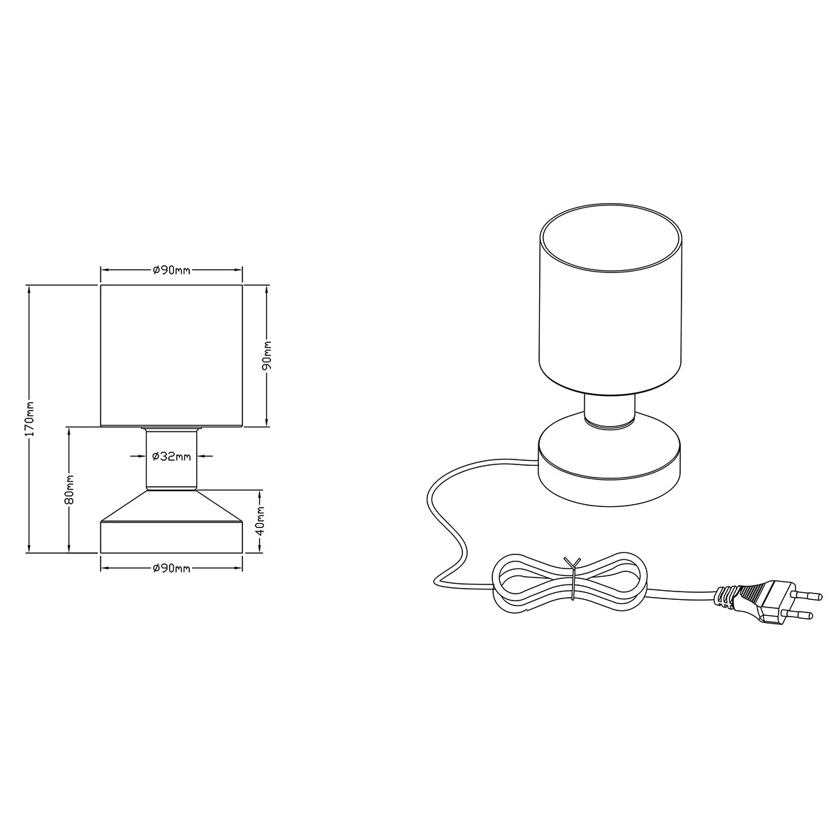 Lampe de Table LED - Éclairage de Table - Trion Garlo - Douille E14 - Rond - Mat Nickel - Aluminium