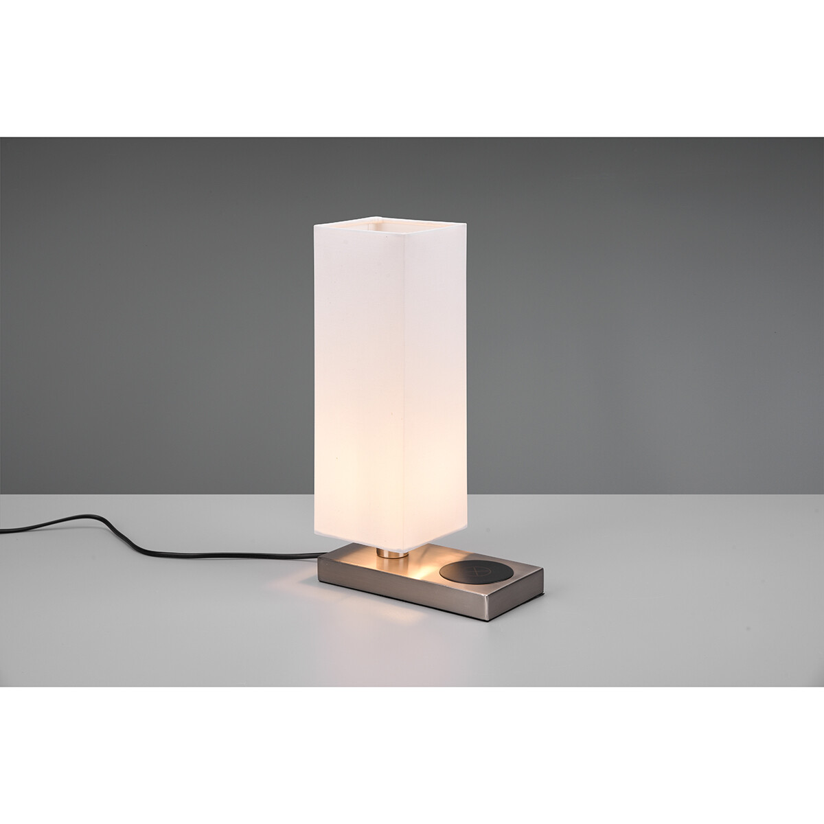 Lampe de Table LED - Éclairage de Table - Trion Helsa - Douille E14 - Rectangle - Mat Nickel - Aluminium