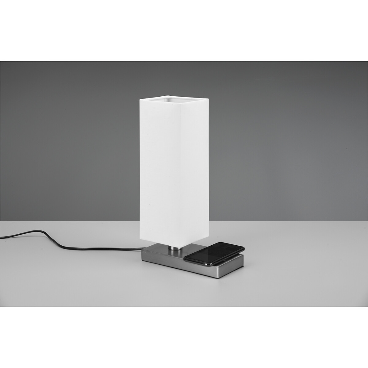 Lampe de Table LED - Éclairage de Table - Trion Helsa - Douille E14 - Rectangle - Mat Nickel - Aluminium