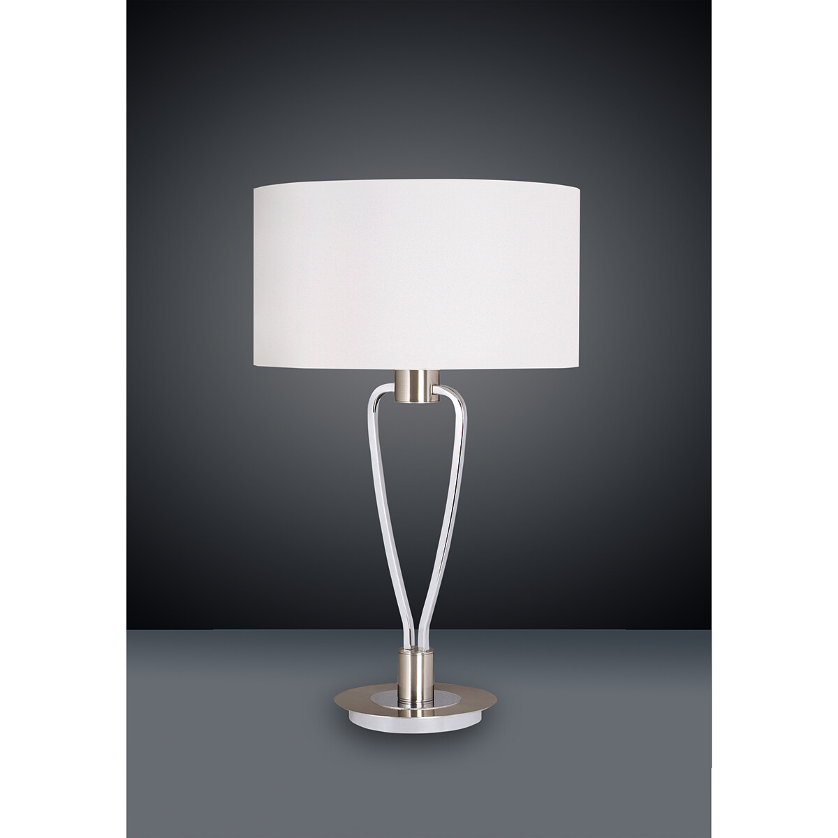 Lampe de Table LED - Éclairage de Table - Trion Hilton - Douille E27 - Rond - Mat Nickel - Aluminium