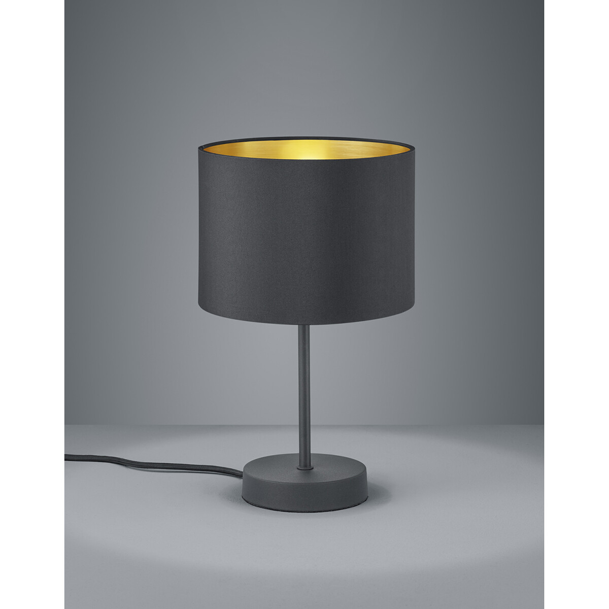 Lampe de Table LED - Éclairage de Table - Trion Hostons - Douille E27 - Rond - Mat Noir - Aluminium