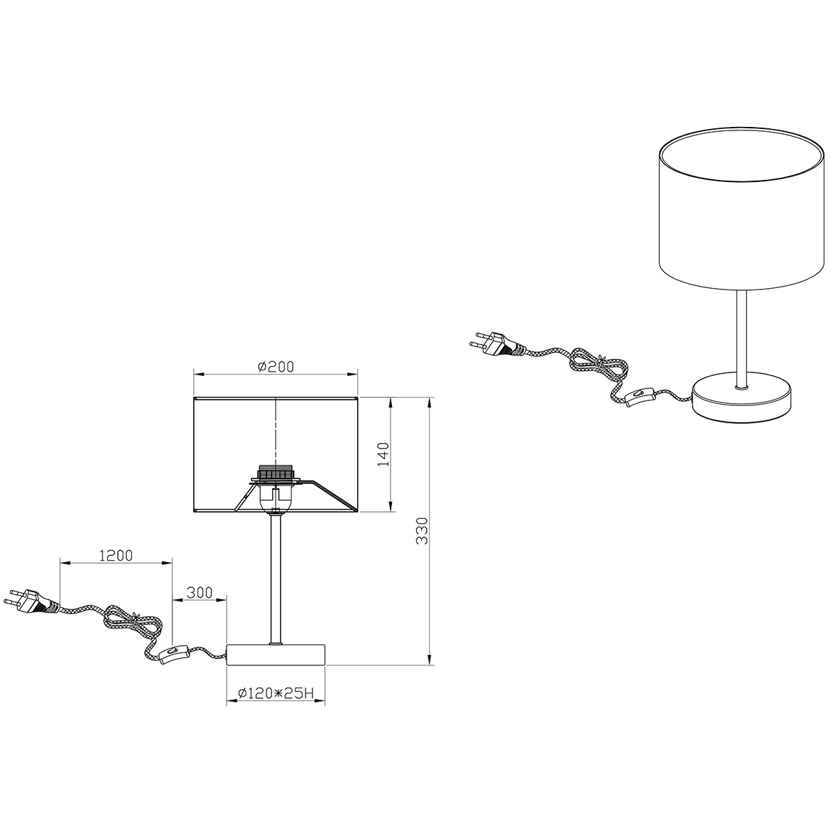 Lampe de Table LED - Éclairage de Table - Trion Hostons - Douille E27 - Rond - Mat Noir - Aluminium