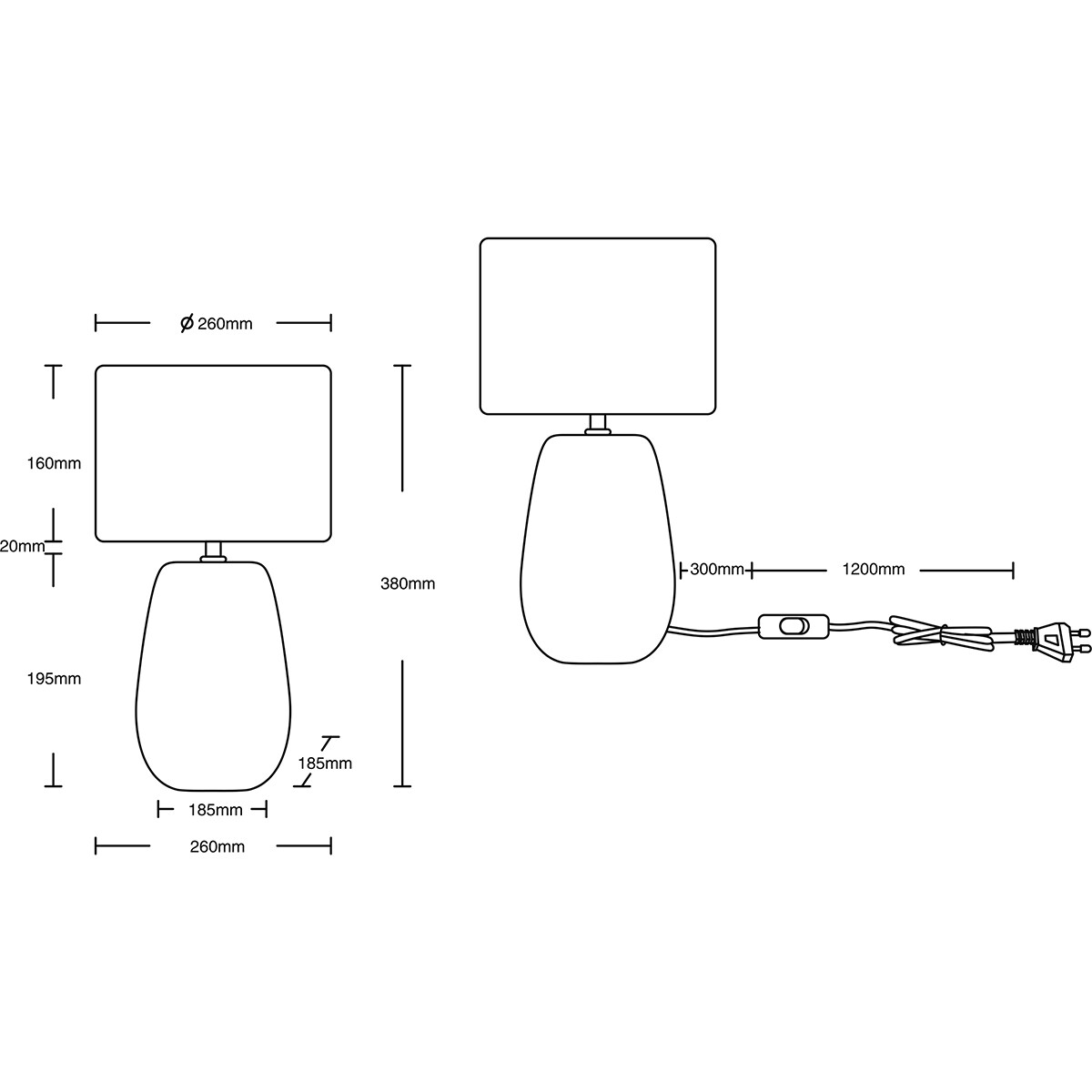 Lampe de Table LED - Éclairage de Table - Trion Kalan - Douille E27 - Rond - Mat Brun - Céramique