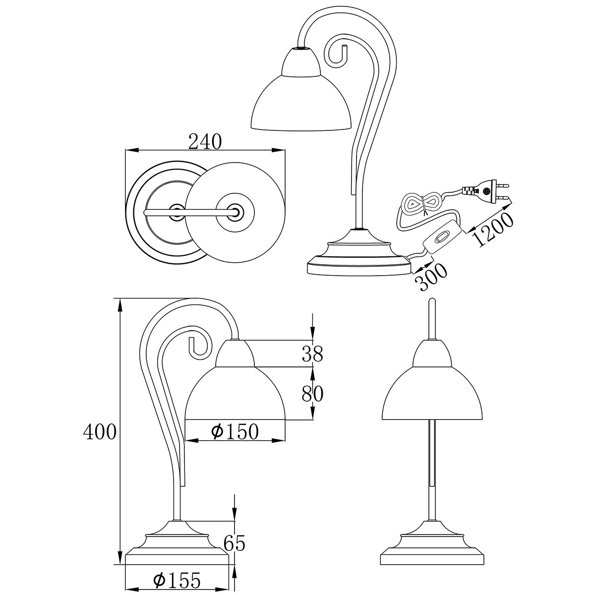 Lampe de Table LED - Éclairage de Table - Trion Kantra - Douille E14 - Rond - Couleur Rouille - Aluminium