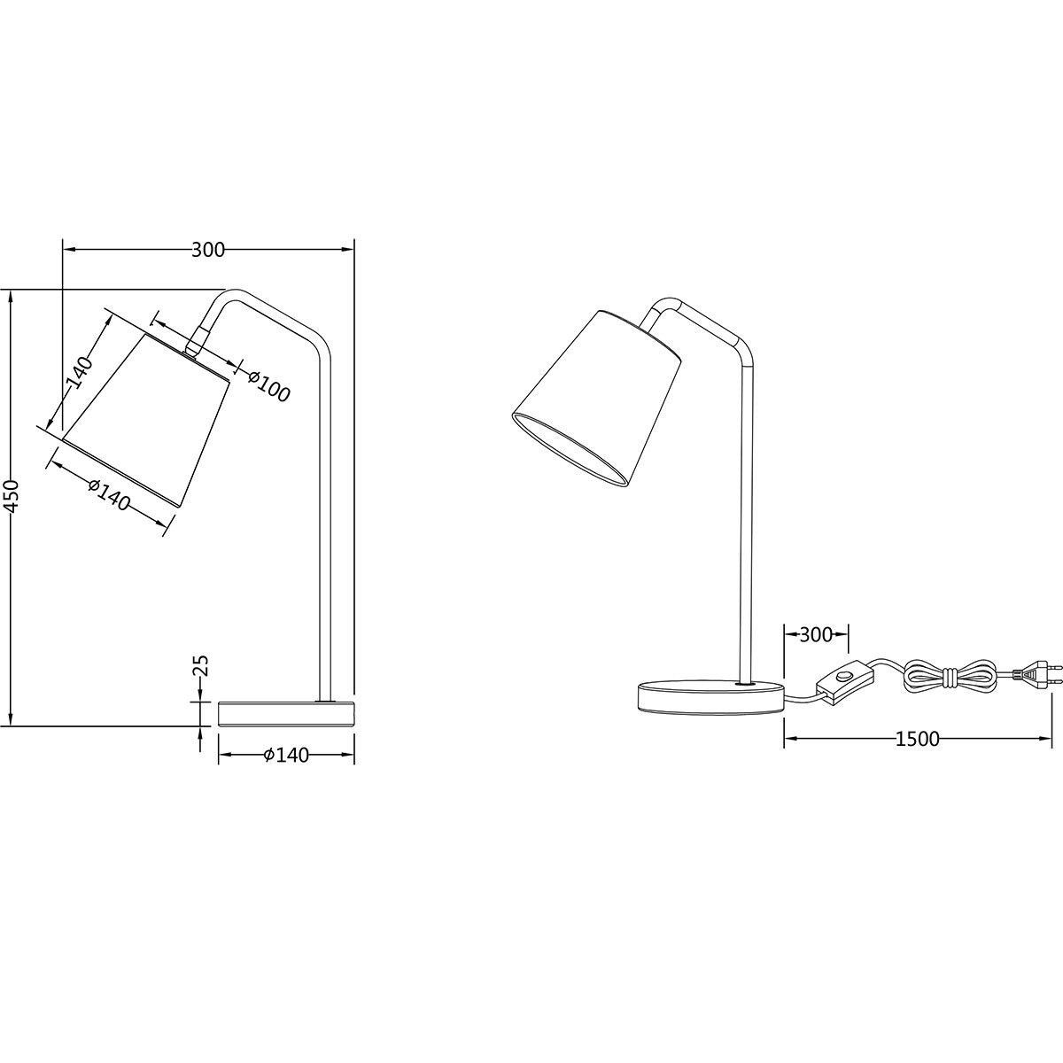 LED Lampe de Table - Éclairage de Table - Trion Kido - Douille E27 - Réglable - Blanc Mat - Métal