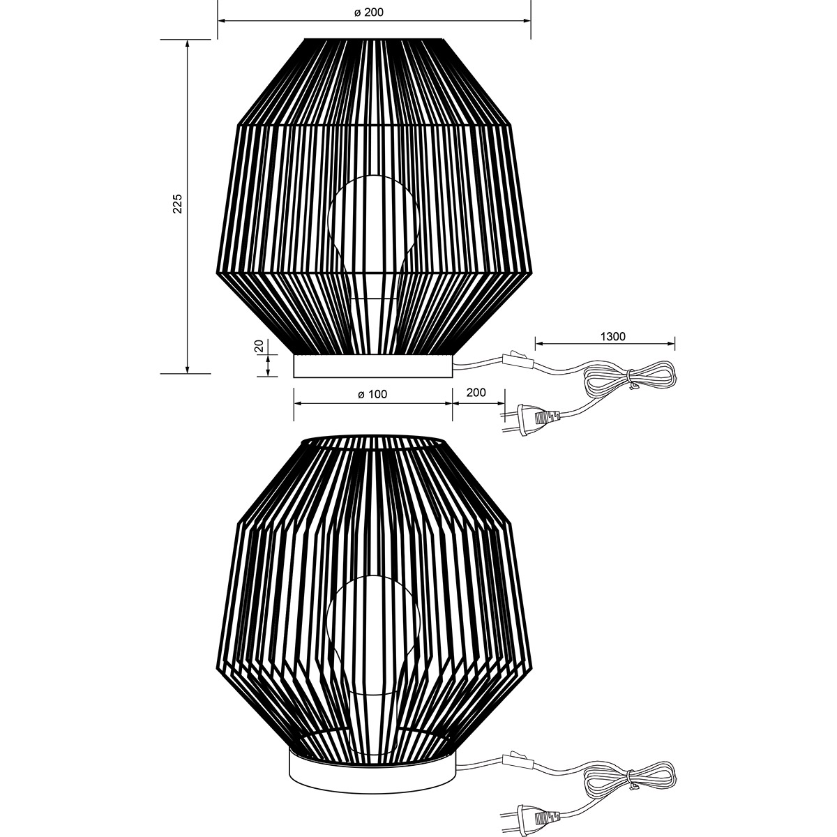 Lampe de table LED - Éclairage de table - Trion Kimi - Douille E27 - Rond - Marron - Papier