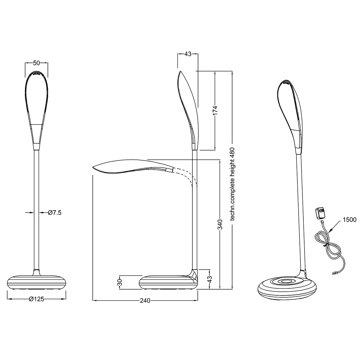 Lampe de bureau LED - Éclairage de Table - Trion Krato - 4W - Blanc Chaud 3000K - Rond - Mat Anthracite - Plastique