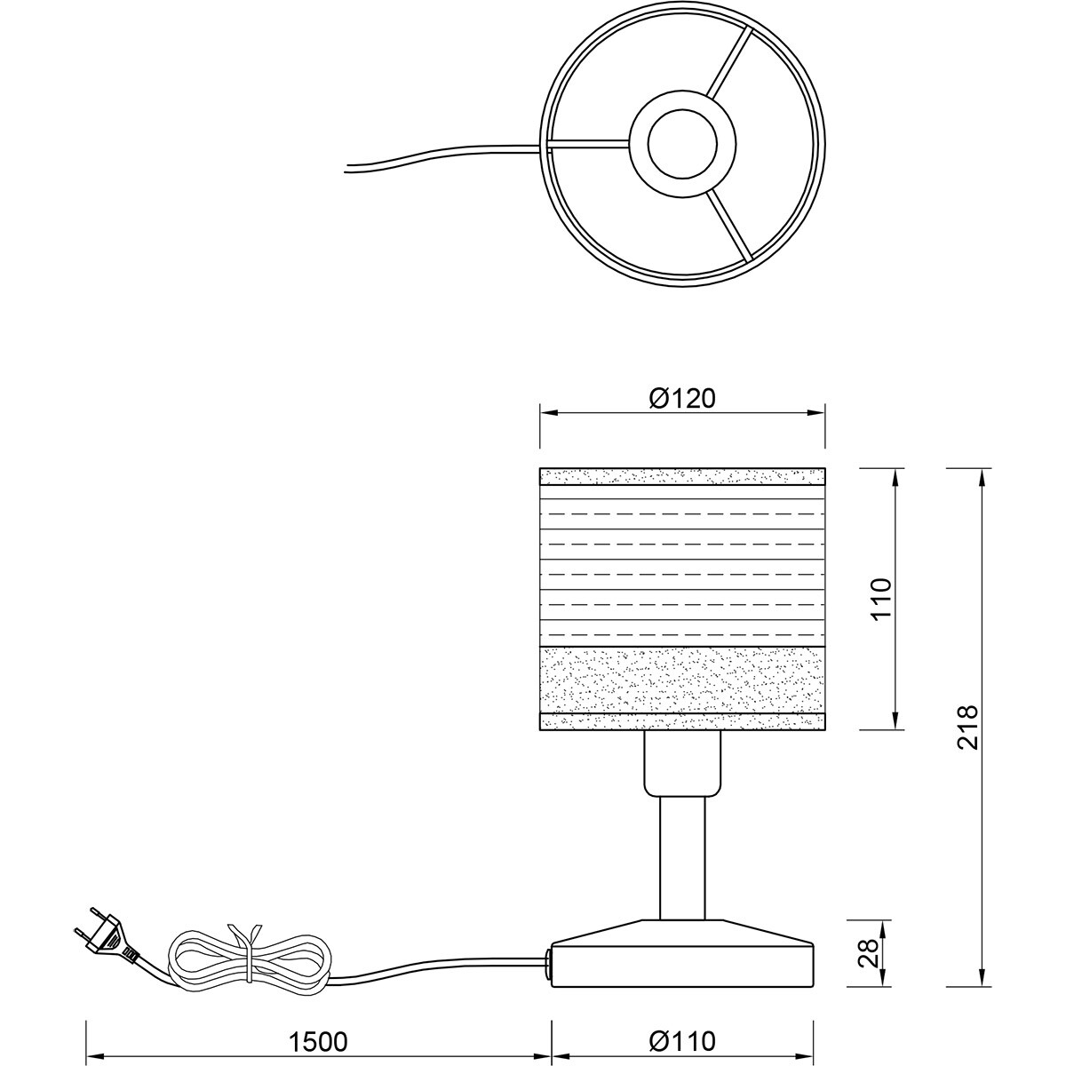 LED Lampe de Table - Éclairage de Table - Trion Lazo - Douille E14 - Rond - Noir Mat - Métal