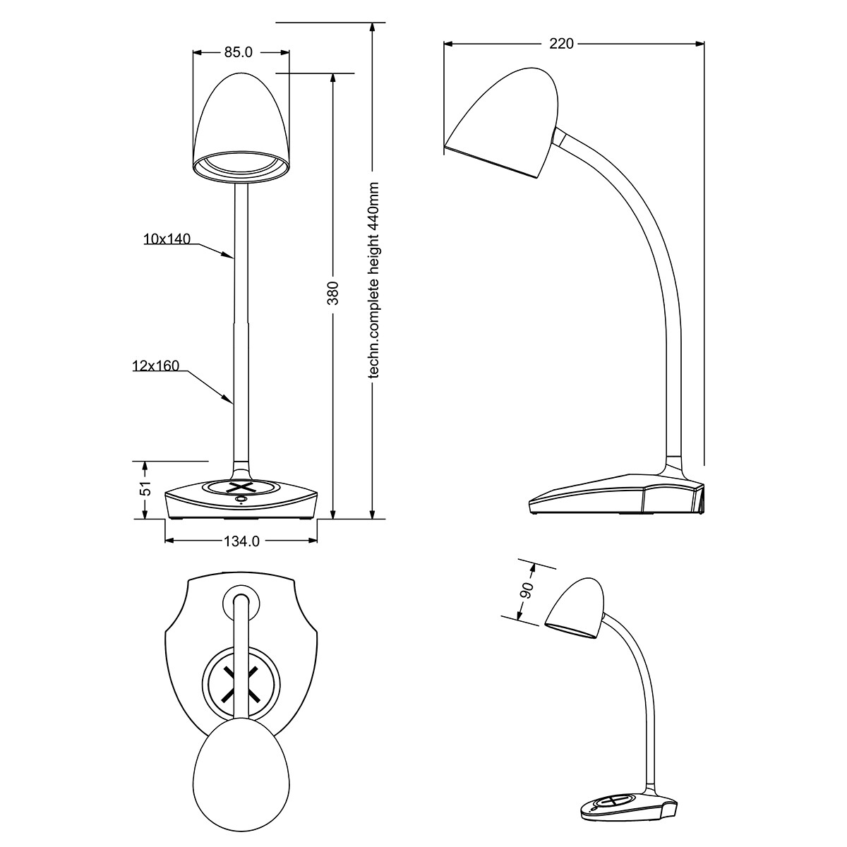 Lampe de bureau LED - Éclairage de Table - Trion Lida - 4W - Blanc Chaud 3000K - Rond - Mat Blanc - Plastique