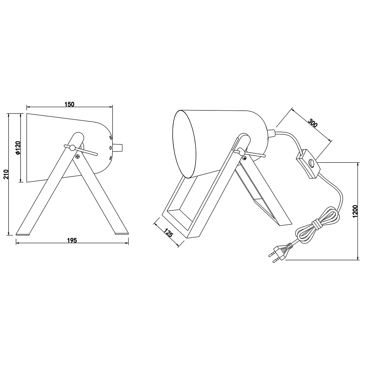 Lampe de Table LED - Éclairage de Table - Trion Maryla - Douille E27 - Rond - Mat Gris - Bois