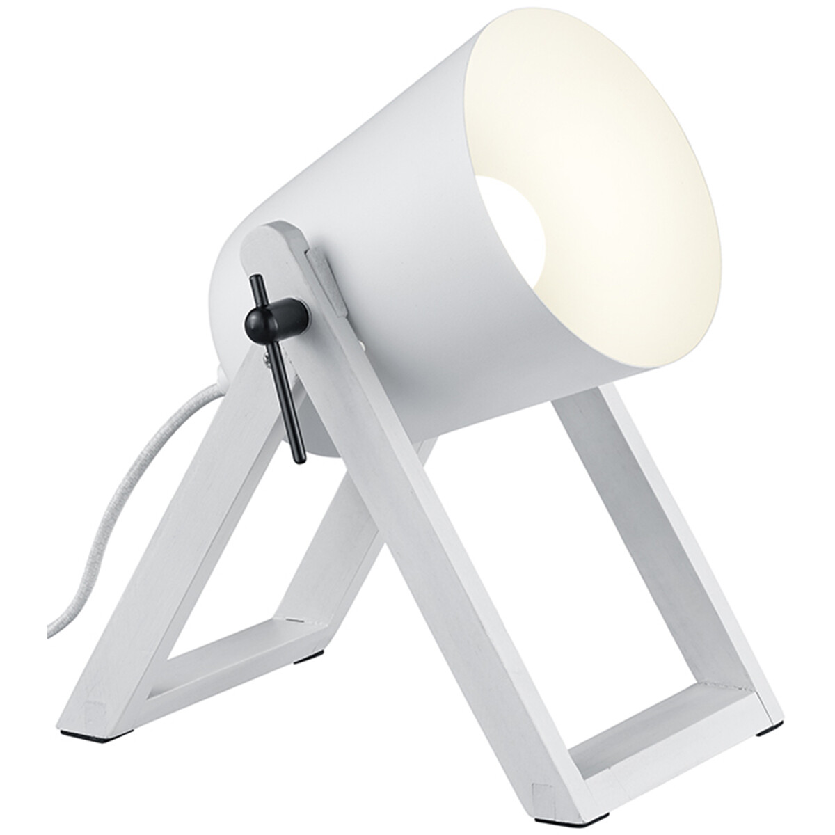 Lampe de Table LED - Éclairage de Table - Trion Maryla - Douille E27 - Rond - Mat Blanc - Bois