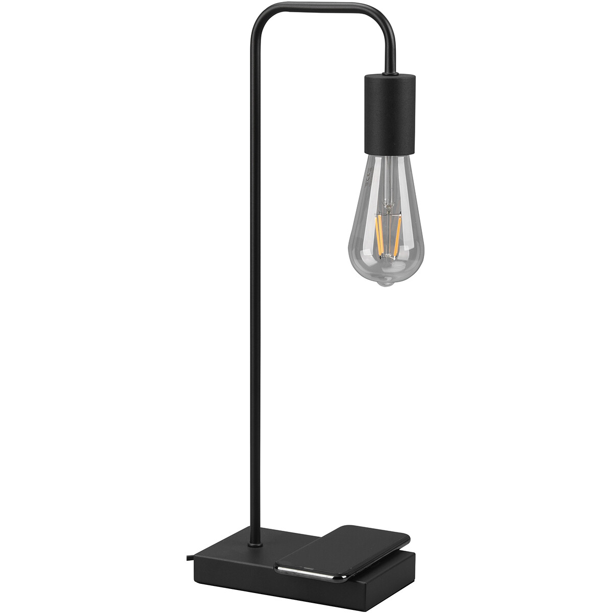 Lampe de Table LED - Éclairage de Table - Trion Milaya - Douille E27 - Rectangle - Mat Noir - Aluminium