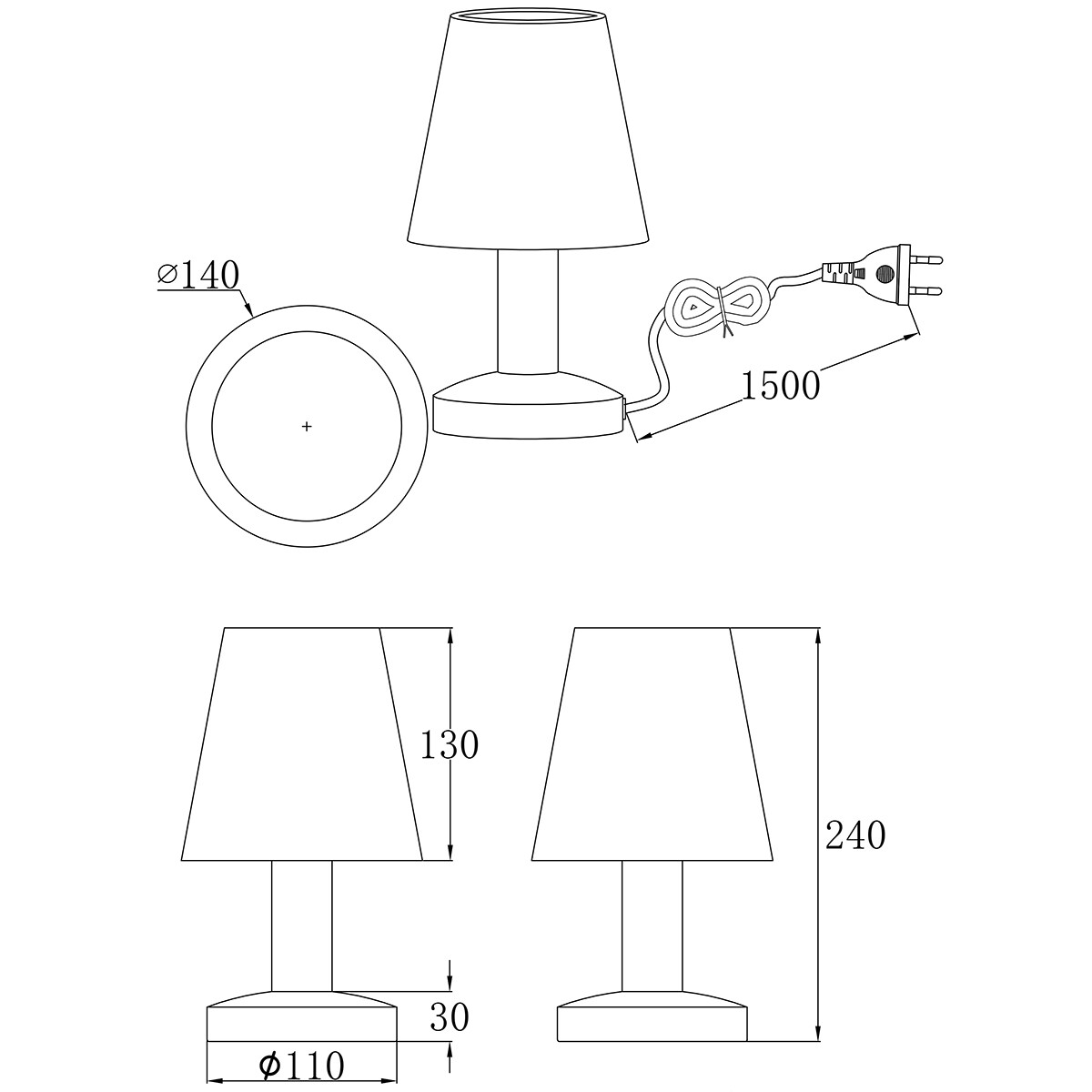 Lampe de Table LED - Éclairage de Table - Trion Muton - Douille E14 - Rond - Mat Turquoise - Aluminium