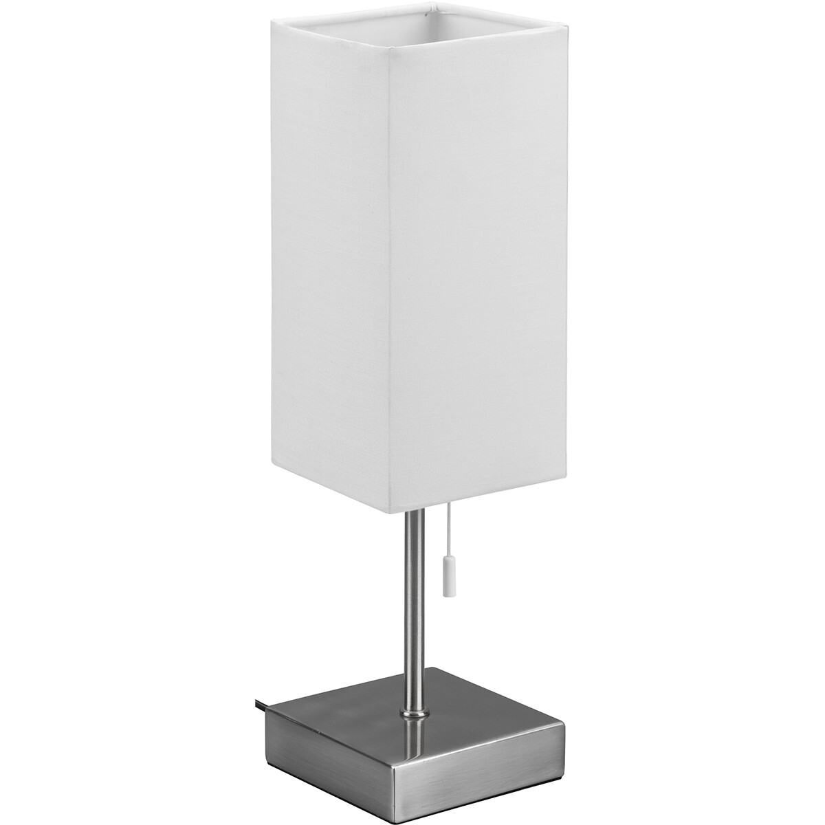 Lampe de Table LED - Éclairage de Table - Trion Oscar - Douille E27 - Rectangle - Mat Nickel - Aluminium