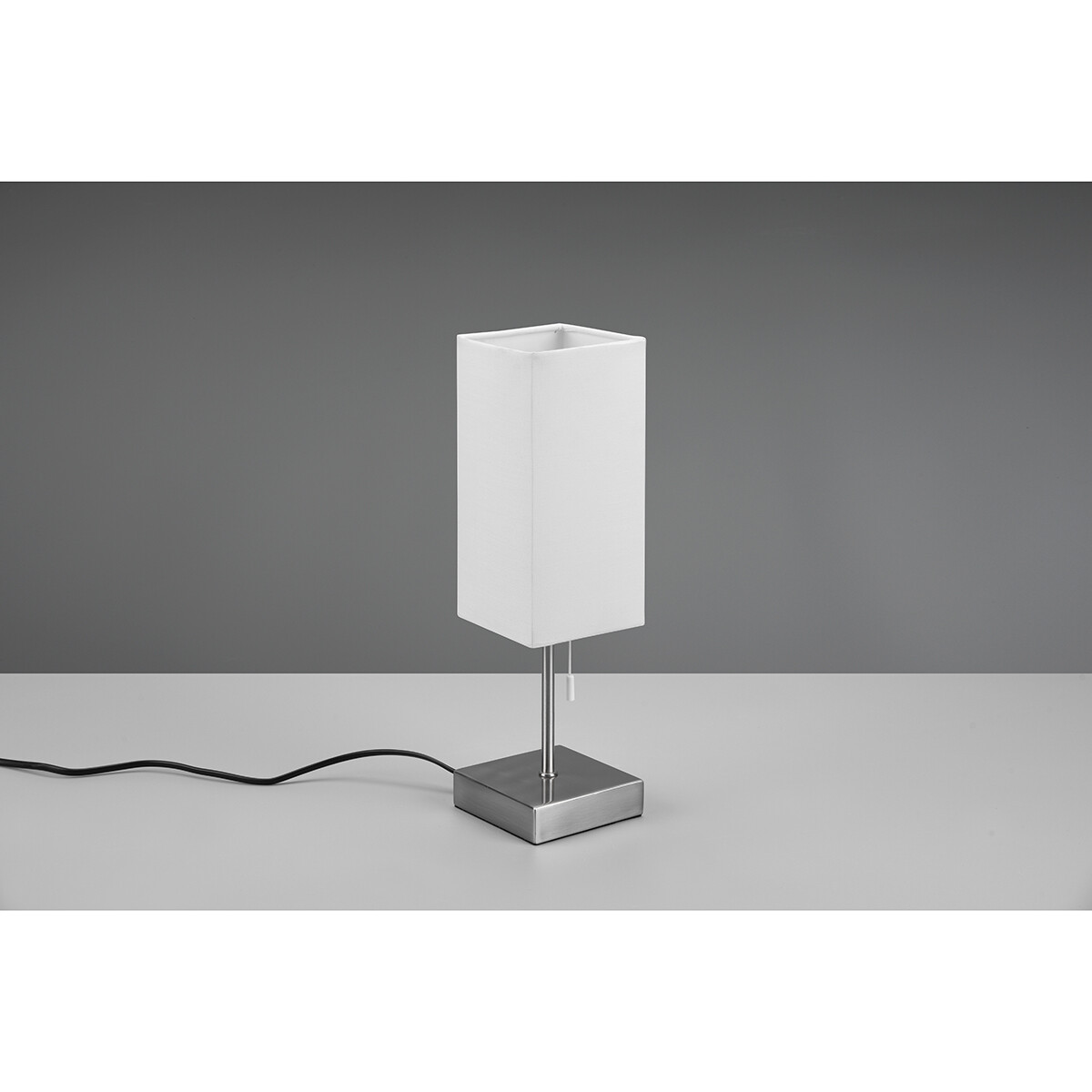 Lampe de Table LED - Éclairage de Table - Trion Oscar - Douille E27 - Rectangle - Mat Nickel - Aluminium