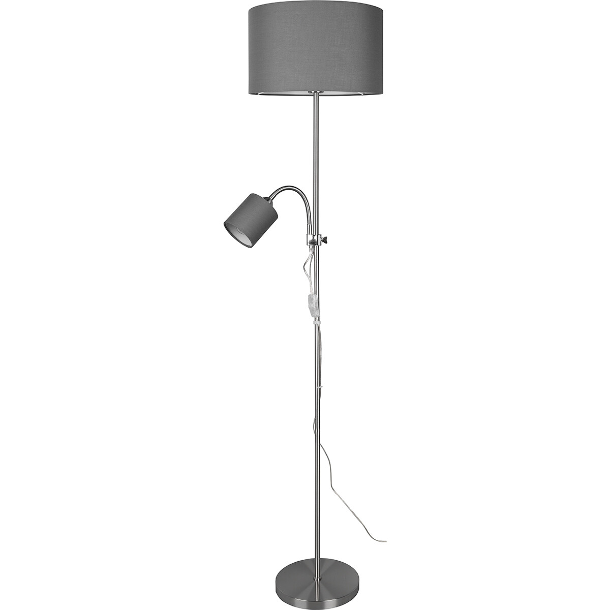 Lampadaire LED - Éclairage de sol - Trion Owino - Douille E27 - Rond - Mat Nickel - Aluminium