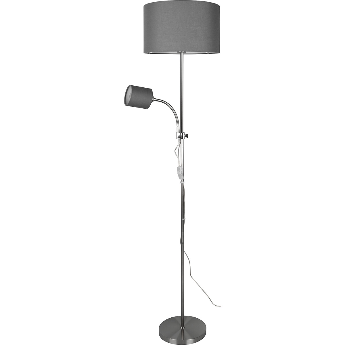 Lampadaire LED - Éclairage de sol - Trion Owino - Douille E27 - Rond - Mat Nickel - Aluminium