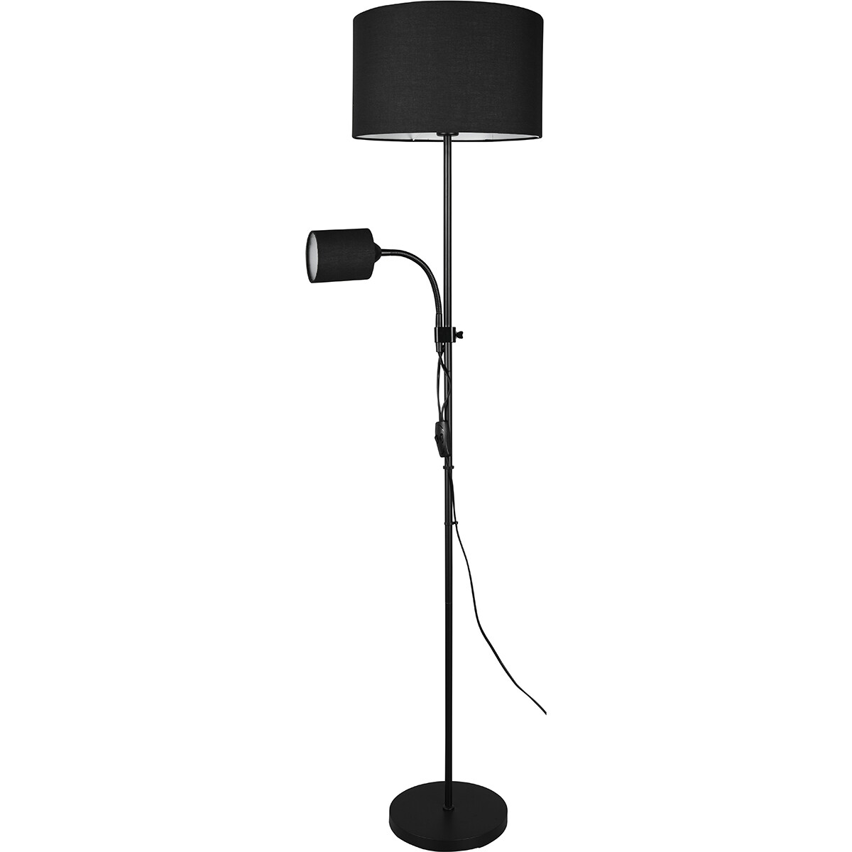 Lampadaire LED - Éclairage de sol - Trion Owino - Douille E27 - Rond - Mat Noir - Aluminium