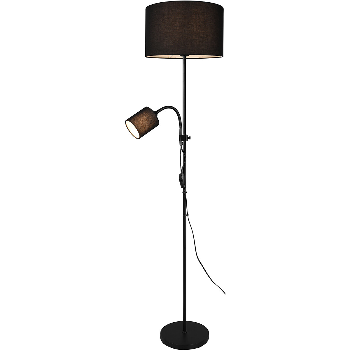 Lampadaire LED - Éclairage de sol - Trion Owino - Douille E27 - Rond - Mat Noir - Aluminium