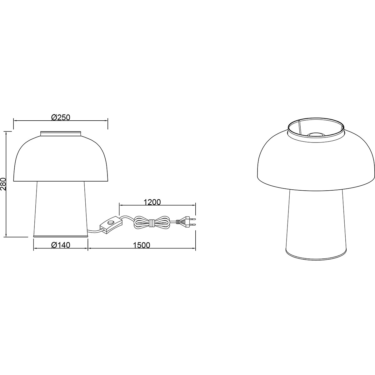 Lampe de Table LED - Éclairage de Table - Trion Palmo - Douille E27 - Rond - Mat Noir - Aluminium