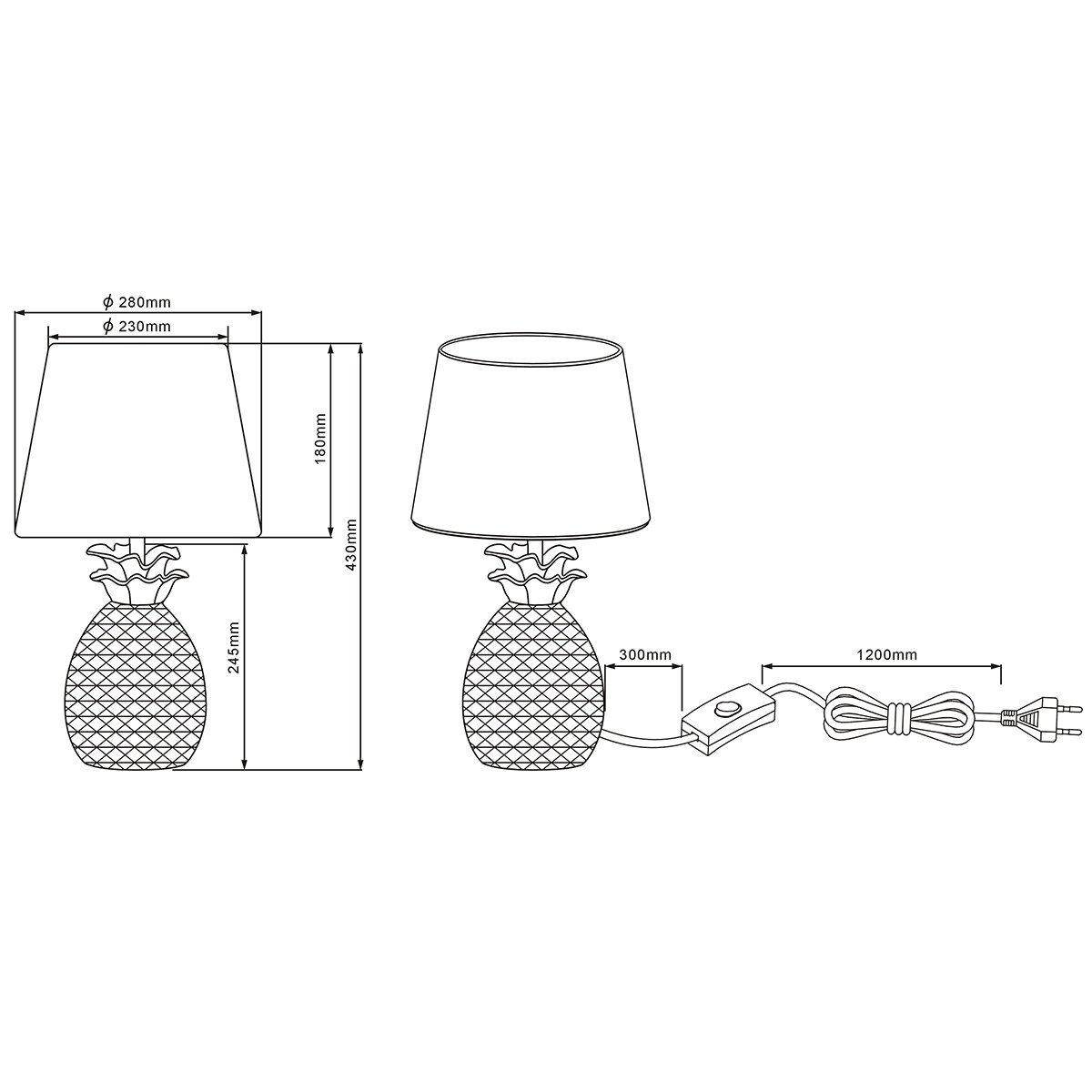 Lampe de Table LED - Éclairage de Table - Trion Pinaply - Douille E27 - Rond - Mat Or - Céramique