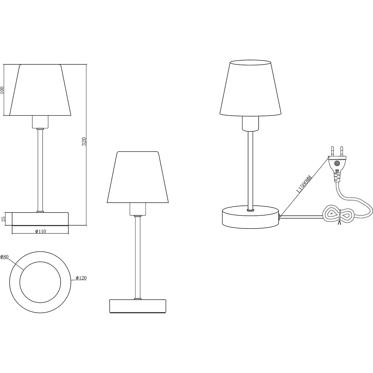 LED Lampe de Table - Éclairage de Table - Trion Siu - Douille E14 - Conique - Nickel Mat - Métal