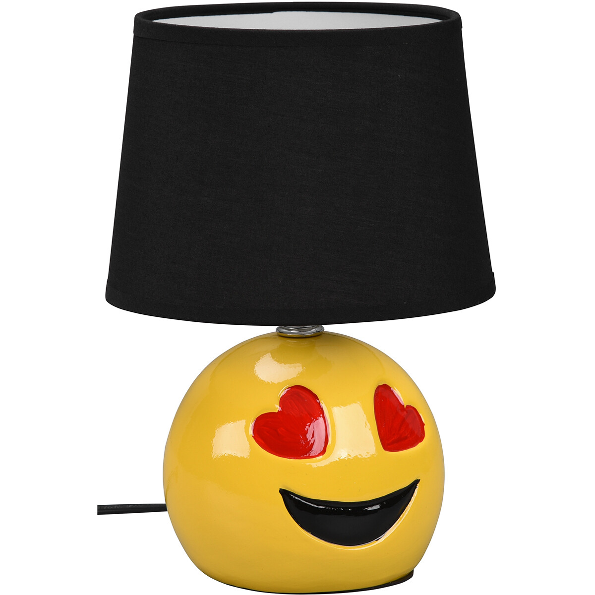 Lampe de Table LED - Éclairage de Table - Trion Smiley - Douille E14 - Rond - Mat Noir - Céramique