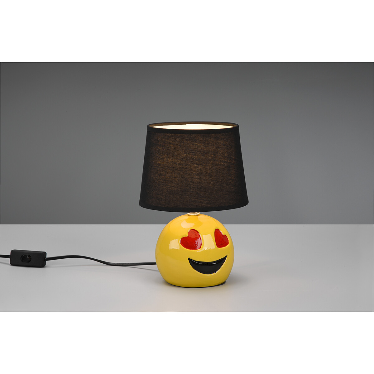 Lampe de Table LED - Éclairage de Table - Trion Smiley - Douille E14 - Rond - Mat Noir - Céramique