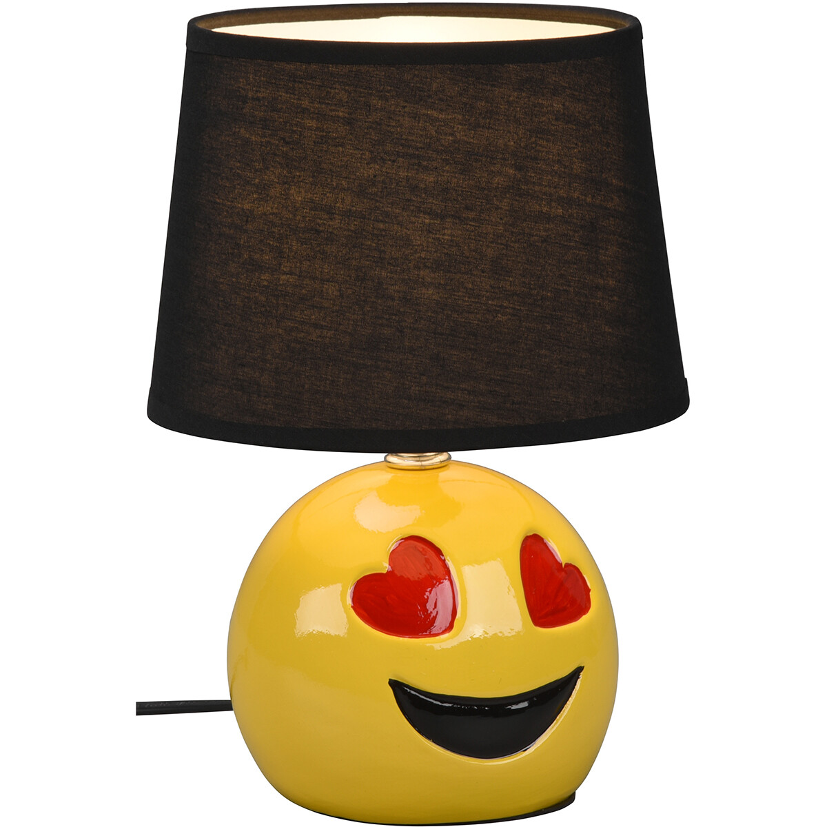 Lampe de Table LED - Éclairage de Table - Trion Smiley - Douille E14 - Rond - Mat Noir - Céramique