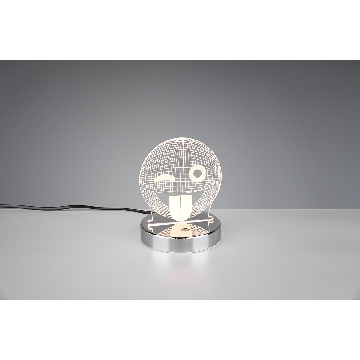 Lampe de Table LED - Éclairage de Table - Trion Smilo - 3W - Blanc Chaud 3000K - RGBW - Rond - Mat Chrome - Aluminium