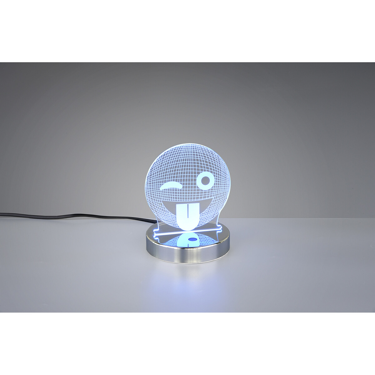 Lampe de Table LED - Éclairage de Table - Trion Smilo - 3W - Blanc Chaud 3000K - RGBW - Rond - Mat Chrome - Aluminium