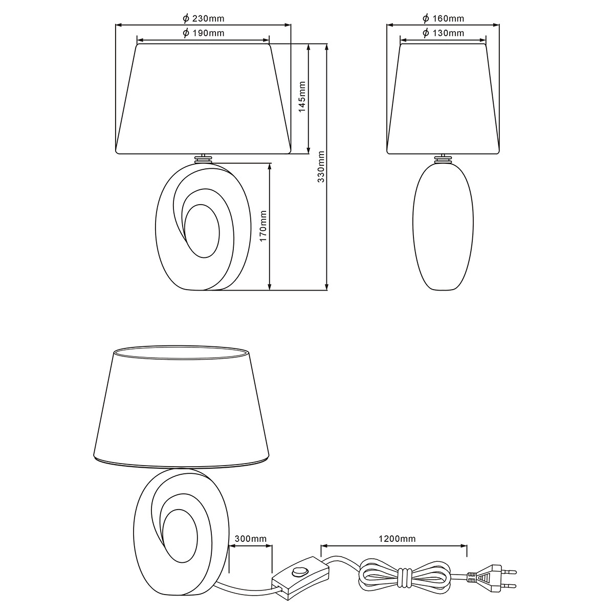 Lampe de Table LED - Éclairage de Table - Trion Tibos - Douille E14 - Rond - Mat Or - Céramique