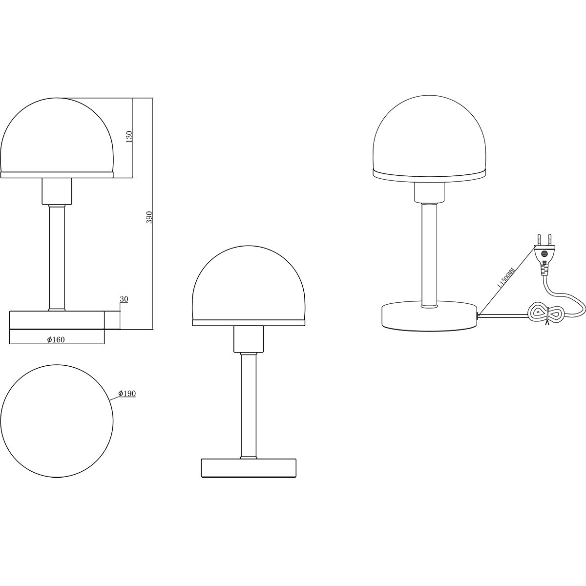 LED Lampe de Table - Éclairage de Table - Trion Toas - Douille E27 - Rond - Nickel Mat - Métal